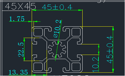 4545工業(yè)鋁型材結(jié)構(gòu)圖 4545工業(yè)鋁型材結(jié)構(gòu)圖