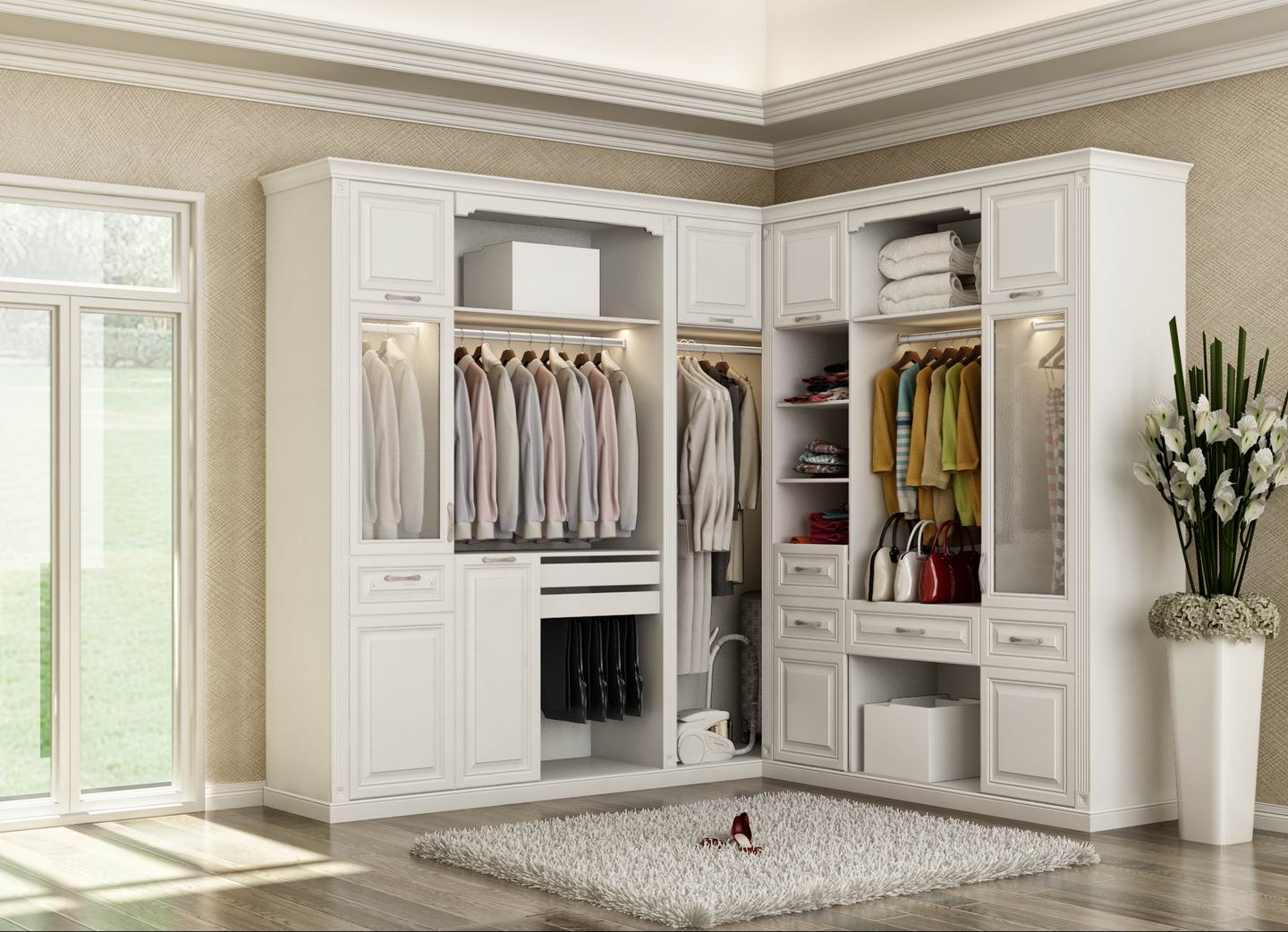 全鋁衣柜-03(風格:簡歐;顏色:暖白) 全鋁衣柜-03(風格:簡歐;顏色:暖白)