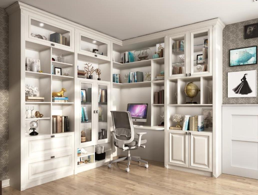 全鋁書(shū)柜-01（風(fēng)格：現(xiàn)代；顏色：暖白橡木）